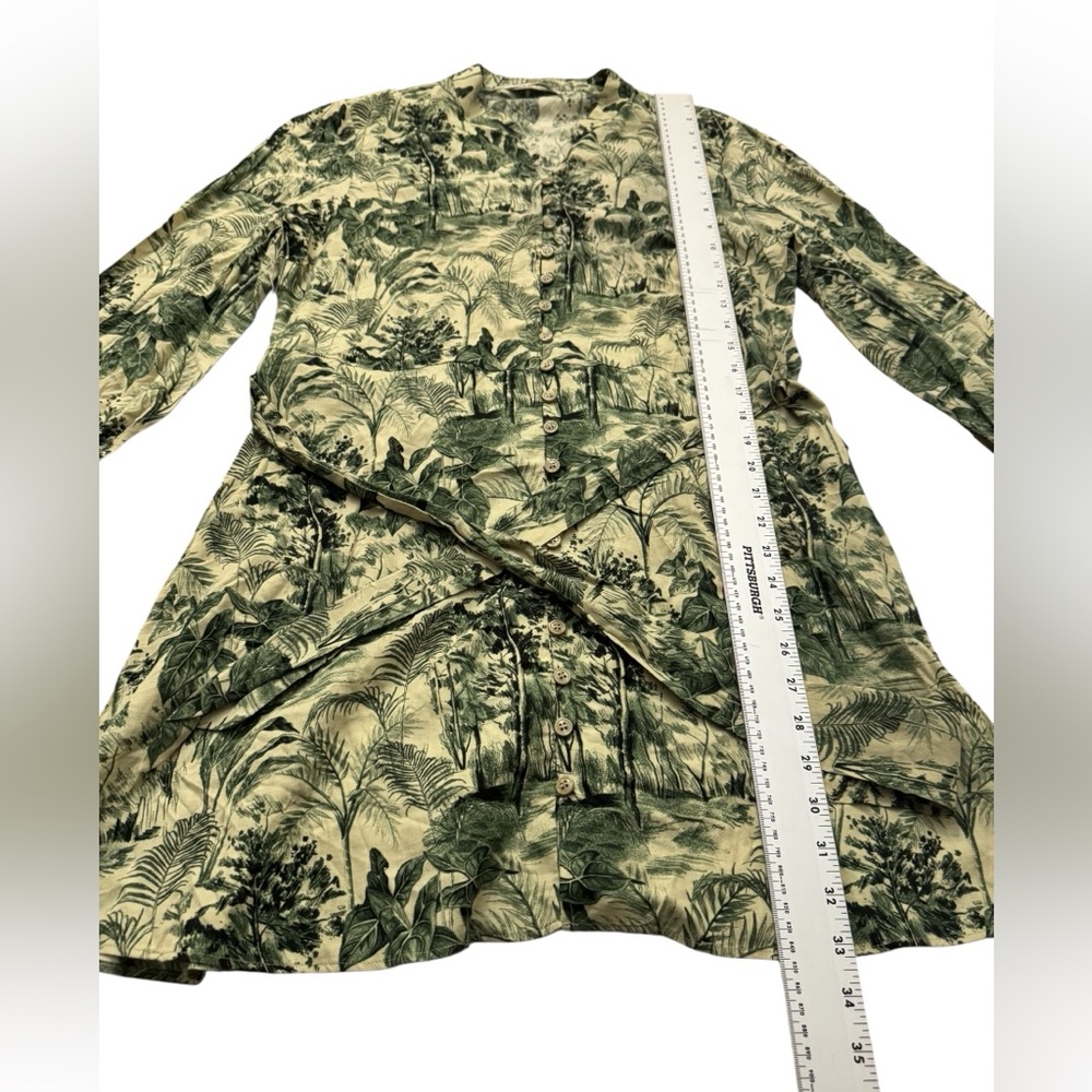 Zara Tropical Print Belted Shirt Dress XL - Picture 7 of 12